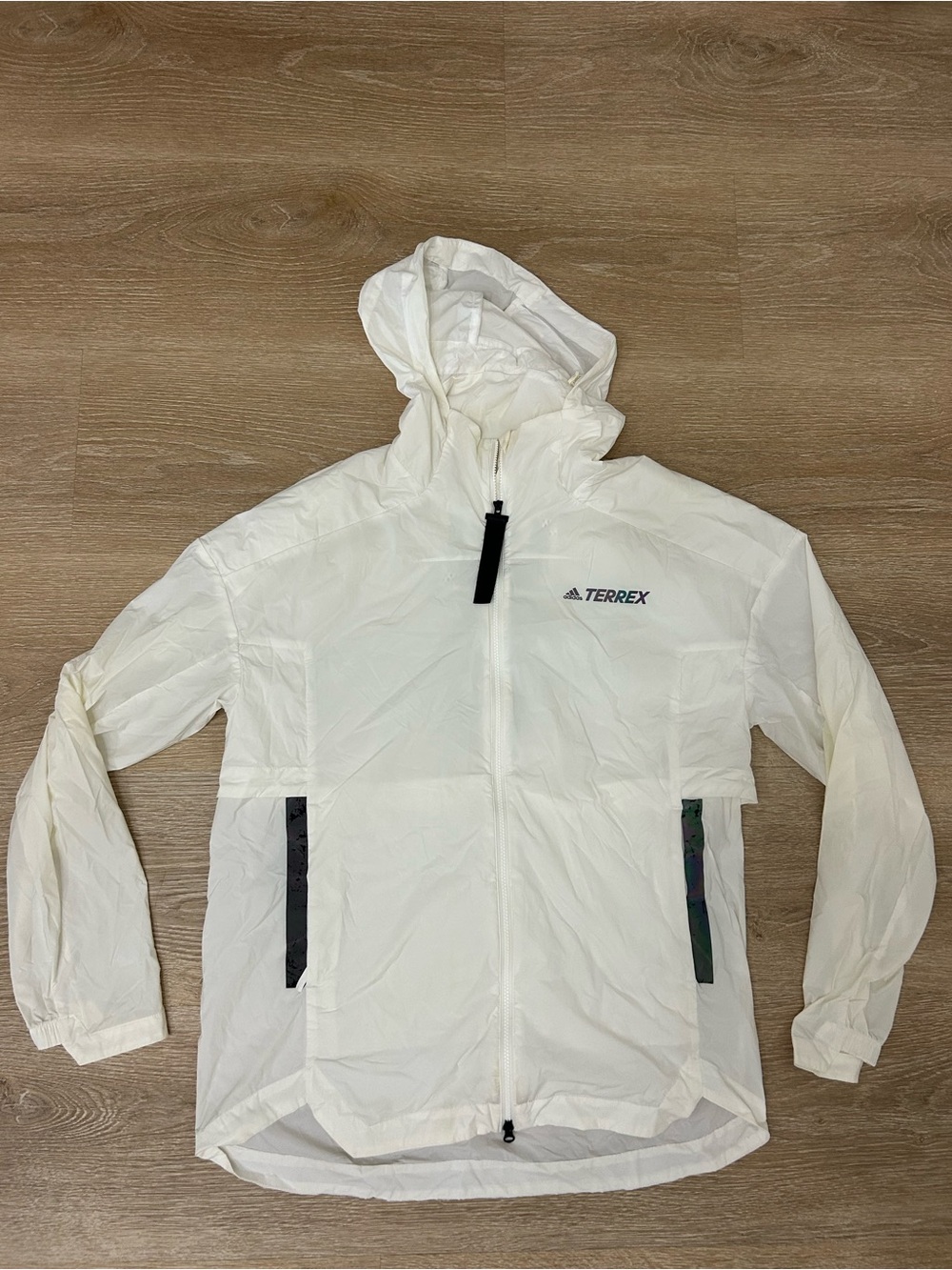 ADIDAS XPR LIGHT WIND WEAVE TERREX RUNNING HOODED JACKET WHITE SZ L